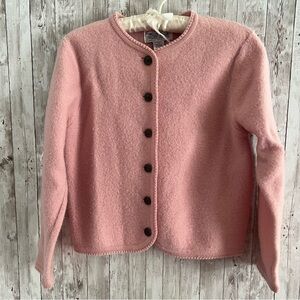 Tally Ho Soft Vintage Rose Pink Wool Cardigan Petite Small